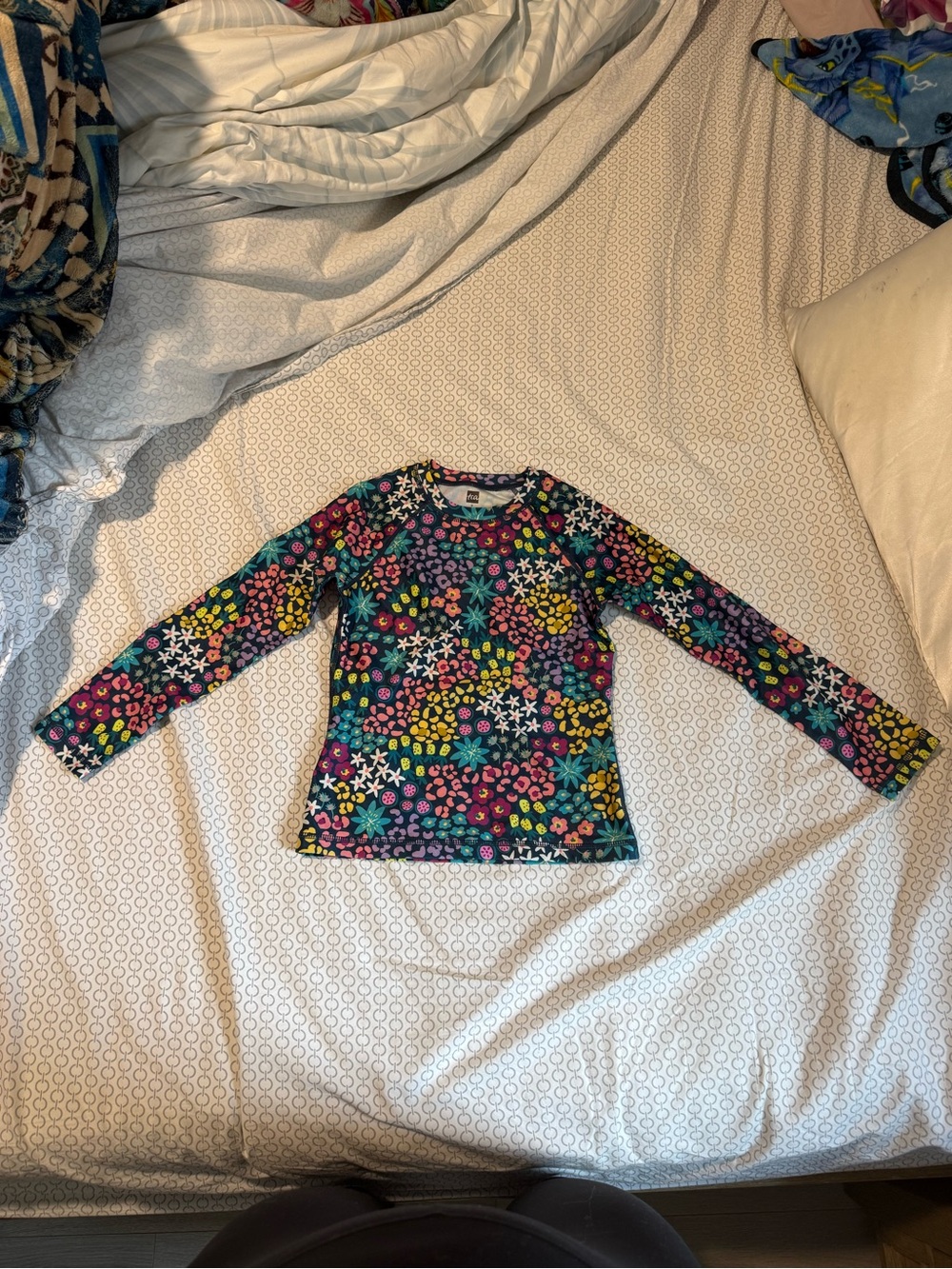 Tea Collection Navy Floral Long-Sleeve Rashguard